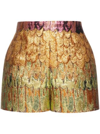 Valentino Garavani Shorts metallizzati con stampa grafica - Oro