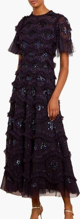 Needle & Thread Daisy Wave Ankle Gown in Midnight at Nordstrom, Size 14