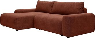 Vente-Unique Sof&aacute; rinconera izquierda en tela texturizada terracota DAVISO