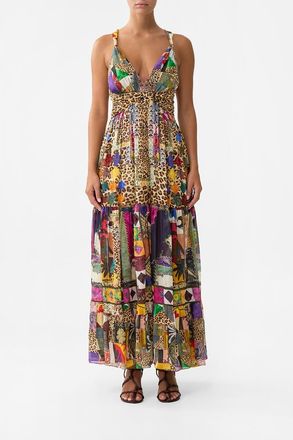 Camilla Bead Strap Gathered Panel Dress Embroidered Ever After at Nordstrom, Size X-Large Au