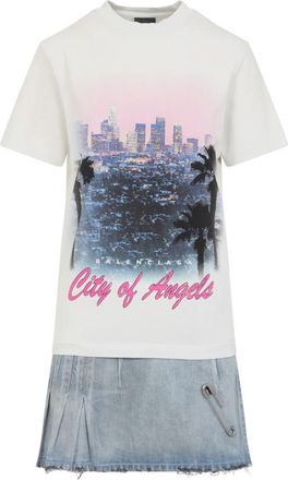 Balenciaga White Layered Mini Graphic T-Shirt Dress