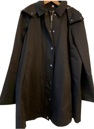 Burberry Black Hooded Car Coat Size 14