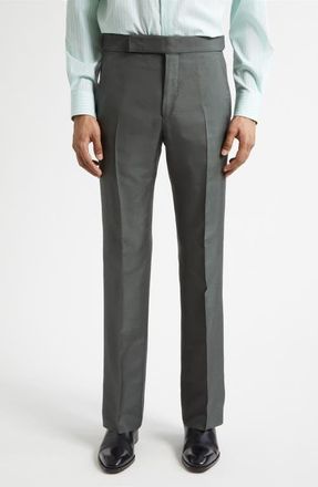 Tom Ford Silk Canvas Straight Leg Pants in Pine Green at Nordstrom, Size 54