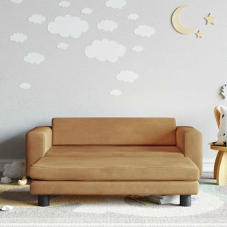 vidaXL Sof&aacute; Para Ni&ntilde;os Con Reposapi&eacute;s Terciopelo Marr&oacute;n 100x50x30 Cm Vidaxl
