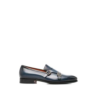 Santoni Business Shoes, male, Blue, Size: 10 1/2 US Monk Shoes