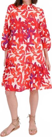 0039 Italy Mila Ruffled Skirt Mini Dress In Blue Red Flower