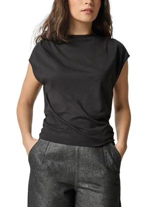 Lilla P Cap Sleeve Mock Shirt
