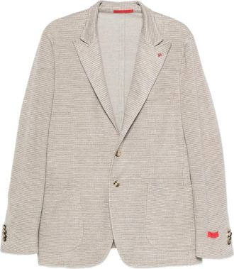 Isaia Houndstooth Blazer - Heren - Blazers - Beige - 2XL - Jassen