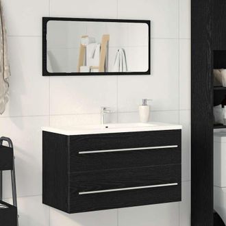 vidaXL Vidaxl - Bathroom Sink Cabinet Black Oak 80x38.5x48 cm Engineered Wood