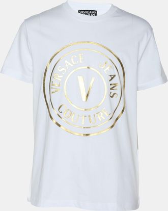 Versace Jeans Couture White/gold Jersey Logo Print T-Shirt