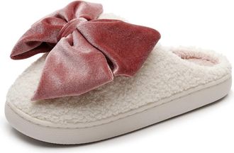 Generic Womens Fluffy Memory Foam Slip On Slippers Comfortable Plush Lining Womens Winter Flat House Shoes Bedroom Bathroom Shoes Corduroy Fabric (Brick Red-2