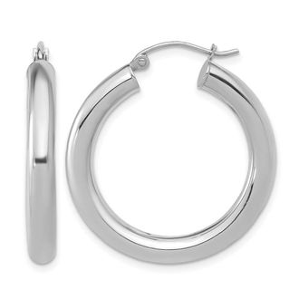 Diamond2Deal 10K White Gold Lightweight Round Hoop Earrings