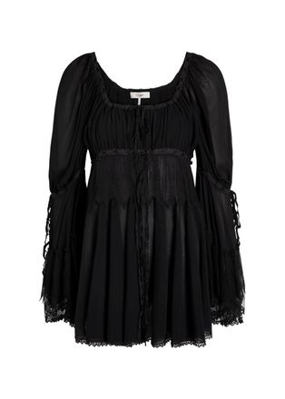 Chloé Lace-embellished Silk-chiffon Blouse - Black - 40 (UK12 / M)