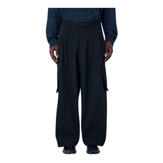 Yohji Yamamoto Heren, Broeken, Zwart, Maat: M Katoen