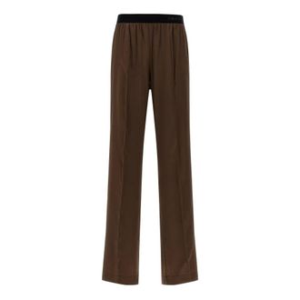 Tom Ford Wide Trousers, female, Brown, Size: S Stretch Silk Satin PJ Pants