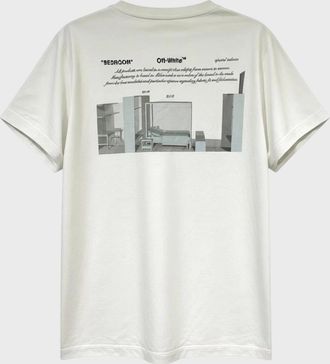 Off-white Mens Off-White HS Printed Short Sleeve Tee White - Size: 40