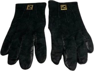 Fendi Pre-owned Accessories, female, Black, Size: ONE SIZE Pre-owned Leather Gloves