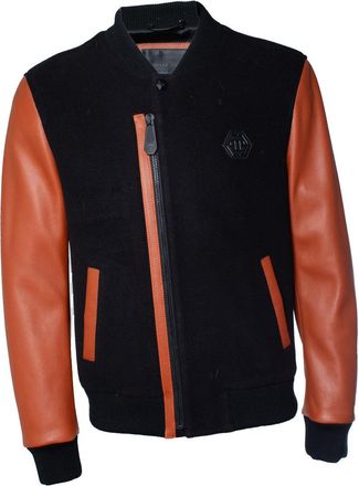 Philipp Plein Philipp Plein, bomber with orange leather sleeves