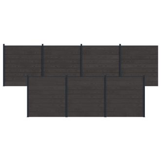 vidaXL Panel De Valla 7 Pcs Wpc Y Aluminio Negro Vidaxl