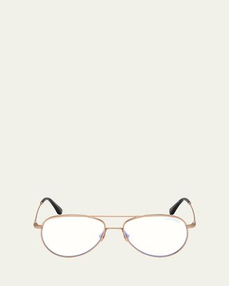 Tom Ford Blue Light Blocking Titanium Aviator Optical Glasses