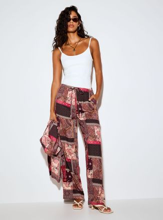 Icone Womens Printed drawstring-waist wide-leg pant
