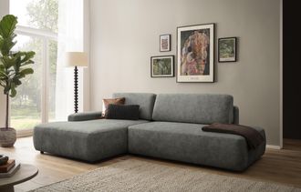 HOME AFFAIRE Ecksofa »TORGE, Schlafsofa Cord, Samtvelours u. Strukur fein, Couch in L-Form« Schlaffunktion und Bettkasten, Liegefläche: 210x125 cm, neues Design