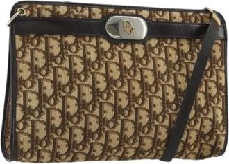 Dior Pre-owned Trotter Canvas Shoulder Bag - Dames - Vintage Schoudertas - Beige - ONE Size - Leer - Vintage