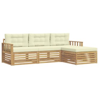 vidaXL Conjunto De Sof&aacute;s De Exterior 4 Pcs Blanco Y Crema Poli&eacute;ster Vidaxl