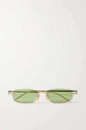 Gucci Occhiali Da Sole In Metallo Dorato Con Montatura Quadrata Gg - Oro