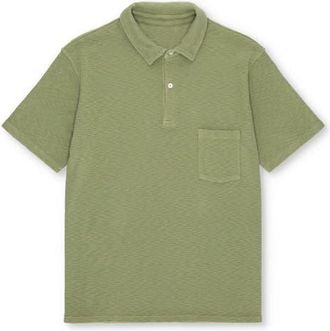 Fortela Missourim Waffle Jersey Short Sleeve Polo in Oil at Nordstrom, Size Medium Eu