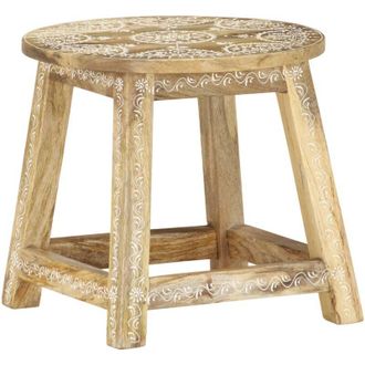 vidaXL Vidaxl - Taburete Pintado A Mano Madera Maciza De Mango 38x38x35 Cm