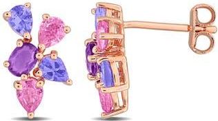 Delmar Semiprecious Stone Cluster Stud Earrings in Purple at Nordstrom Rack