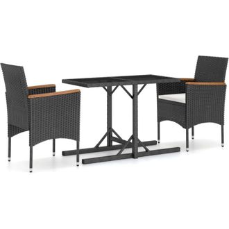 Les Tendances Les Tendances - Juego De Comedor De Jard&iacute;n Muebles De Exterior 3 Piezas Negro 020013660