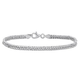 Amour Double Curb Link Chain Bracelet in Sterling Silver