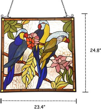 Chloe Lighting AVA Animal Tiffany-glass Window Panel 24 Tall