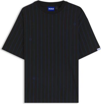 HUGO BOSS Cotton-jersey T-shirt with Happy HUGOs and stripe