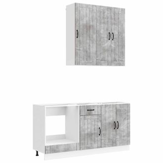 vidaXL Unidad De Cocina Lucca 5 Uds. Gris Hormig&oacute;n Vidaxl