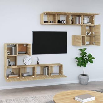 Berkfield Home Classic Wall-mounted TV Cabinet Sonoma Oak Engineered Wood in Brown