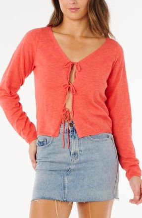 Rip Curl Pacific Tie Front Cardigan in Red at Nordstrom, Size Xx-Small