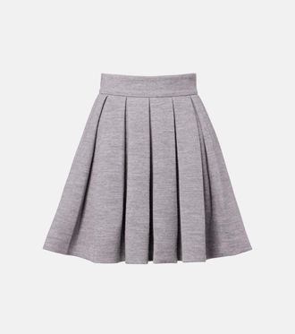 Balmain Pleated wool and cotton-blend miniskirt
