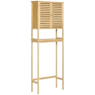 Kleankin Mueble sobre inodoro 60x23x173 cm madera natural