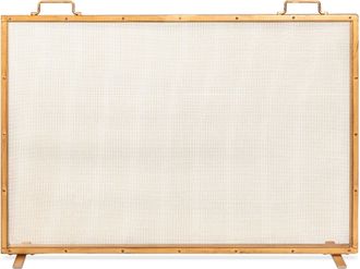 Best Choice Products 38x27in Single Panel Fireplace Screen Handcrafted Steel Mesh Spark Guard w/ Handles