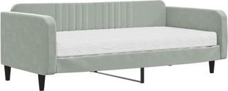vidaXL Vidaxl - Sof&aacute; Cama Con Colch&oacute;n Terciopelo Gris Claro 100x200 Cm