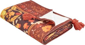 Beliani Beliani - Manta De P&iacute;cnic Para Exterior Con Correa Tejido Patr&oacute;n De Flores 200 X 200 Cm Rojo Dilbar