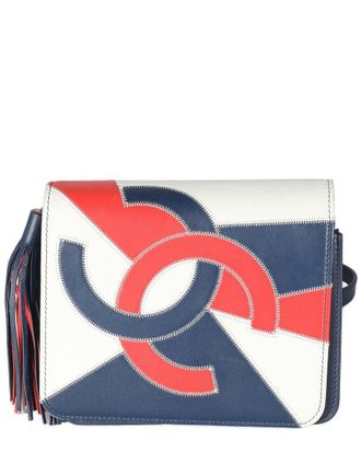 Chanel Blue, Red & White Leather Patchwork CC Flap Bag (Authentic Pre-Loved)