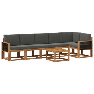 vidaXL Conjunto De Sof&aacute;s De Exterior 7 Pcs Natural Y Antracita Vidaxl