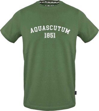Aquascutum Unisex katoenen T-shirt voor volwassenen met 1851-logo (Militair Groen)