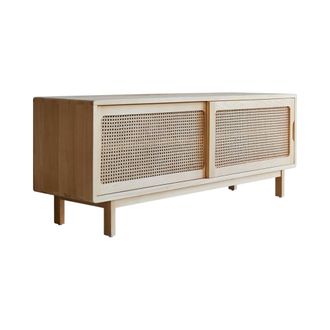 Tikamoon Mueble de TV de madera de olmo y ca&ntilde;a Luis 140 cm