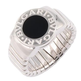 Bulgari Silver Black White Gold (18K) Band Ring (Pre-Owned)