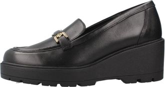 Geox Schoenen, Dames, Zwart, 39 EU, Leer, Miereille Wedge Loafers